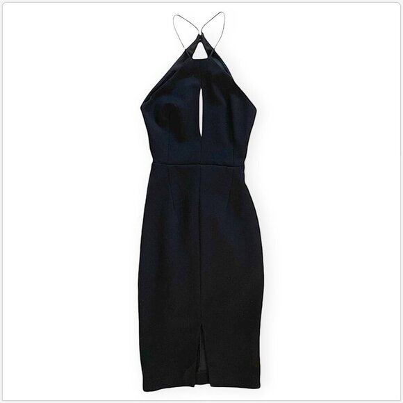 N / Nicholas Black Ponti Rouleau Dress Halter Slit Keyhole Bodycon Sheath Size 0 - Picture 4 of 8